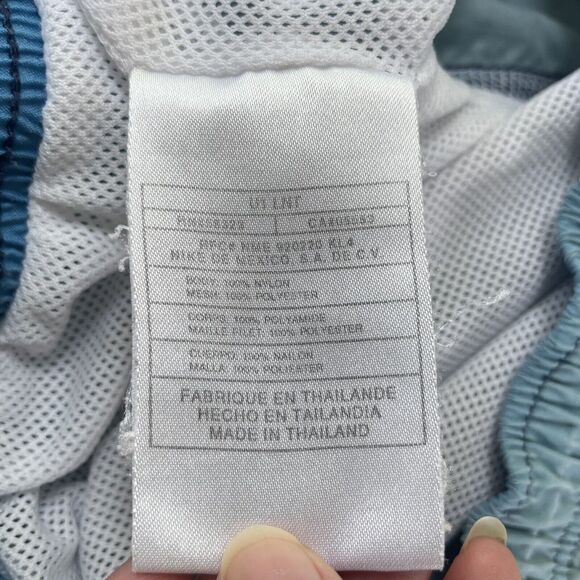 Nike Swim Trunks Shorts Mens Large Elastic Waistband Mesh Lined Zip Pocket Blue - Picture 11 of 12